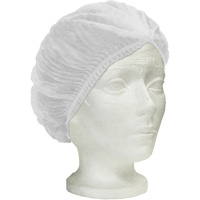 Ronco Care Pleated Bouffant Cap, Polypropylene, 24", White Action Paper