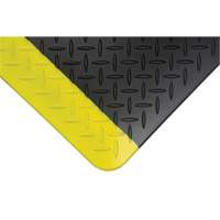 Anti-Fatigue Matting, Diamond, 1-2/3' x 3-1/4' x 3/4", Black/Yellow, Polyurethane Action Paper