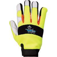 ClutchGear&reg; High-Visibility Mechanic's Gloves, Grain Goatskin Palm, Size Medium Action Paper
