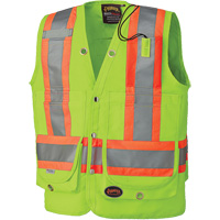 6696 Surveyor's Safety Vest, High Visibility Lime-Yellow, Small, Polyester Action Paper