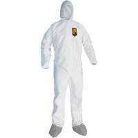 KleenGuard™A45 Liquid & Particle Protection Coveralls with Anti-Slip Shoe, Large, Grey/White, Microporous SGX293 | Action Paper