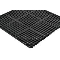 Cushion-Ease&reg; 550 Interlocking Anti-Fatigue Mat, Slotted, 3' x 3' x 3/4", Black, Rubber Action Paper
