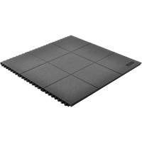Cushion-Ease&reg; Interlocking Anti-Fatigue Mat, Pebbled, 3' x 3' x 3/4", Black, Natural Rubber Action Paper