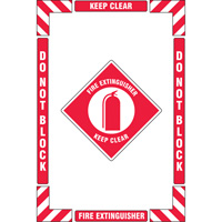 "Fire Extinguisher" Floor Marking Kit, Adhesive, English with Pictogram Action Paper