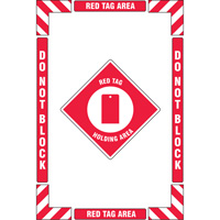 "Red Tag Holding Area" Floor Marking Kit, Adhesive, English with Pictogram Action Paper