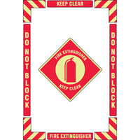 "Fire Extinguisher" Floor Marking Kit, Adhesive, English with Pictogram Action Paper