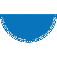 "Caution" Half Circle Swing Door Floor Sign, Adhesive, English with Pictogram Action Paper