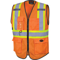 6958 Zipper Front Safety Vest, High Visibility Orange, Small, Polyester Action Paper