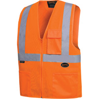 6962 Zipper Front Safety Vest with 2" Tape, High Visibility Orange, Medium, Polyester Action Paper