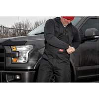 GridIron Regular Length Zip-To-Thigh Bib Overall, Men's, Large, Black Action Paper