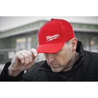 Flexfit&reg; Fitted Hat, Red, Poly-Cotton Action Paper