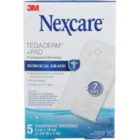 Pansement + tampon transparent Nexcare Tegaderm, Rectangulaire/carr&eacute;e, 4", Plastique, St&eacute;rile Action Paper
