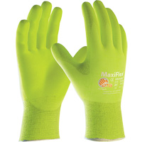 ATG MaxiFlex&reg; Ultimate High Visibility Seamless Gloves, Large, Nitrile Coating, 15 Gauge, Nylon/Elastane Shell Action Paper