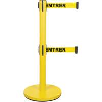 Dual Belt Crowd Control Barrier, Steel, 35" H, Yellow Tape, 7' Tape Length Action Paper
