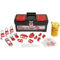 Electrical Lockout Tagout Kit with Nylon Safety Lockout Padlocks in Toolbox, Electrical Kit, 33 Components Action Paper