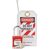 Nylon Safety Lockout Padlock & Tag Kit, 3 Components Action Paper