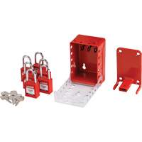 Ultra Compact Group Lockout Box with Nylon Safety Lockout Padlocks, Red Action Paper