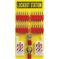 Lockout Board with Keyed Different Nylon Safety Lockout Padlocks, Plastic Padlocks, 24 Padlock Capacity, Padlocks Included Action Paper