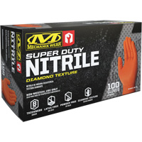 Super Duty Disposable Gloves, 9/Medium, Nitrile, 8-mil, Powder-Free, Orange Action Paper