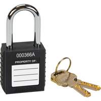 Lock for Lockouts, Safety Padlock, Keyed Different, Thermoplastic, 1-1/2" Width Action Paper