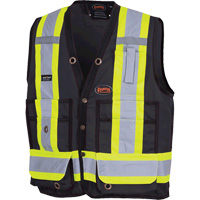 6692BK Veste de s&eacute;curit&eacute; pour arpenteur, Noir, Moyen, Polyester Action Paper