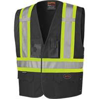 135 Veste de s&eacute;curit&eacute; avec c&ocirc;t&eacute;s r&eacute;glables, Noir, Grand/T-Grand, Polyester Action Paper