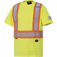 6980 Safety T-Shirt, Cotton, Small, High Visibility Lime-Yellow Action Paper