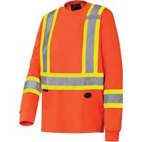 6981 Long-Sleeved Safety Shirt, Cotton, Small, High Visibility Orange Action Paper