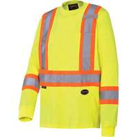 6982 Long-Sleeved Safety Shirt, Cotton, Small, High Visibility Lime-Yellow Action Paper