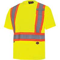 6991 Bird's-Eye Safety Shirt, Polyester, 3X-Large, High Visibility Lime-Yellow Action Paper