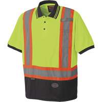 6987 Bird's-Eye Safety Polo Shirt, Polyester, X-Small, High Visibility Lime-Yellow Action Paper