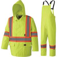 5609 210D Waterproof Rain Suit, Polyester/PVC, X-Small, High Visibility Lime-Yellow Action Paper