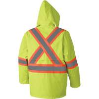 5609 210D Waterproof Rain Suit, Polyester/PVC, X-Small, High Visibility Lime-Yellow Action Paper