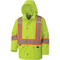 5585A 450D Waterproof Safety Jacket with Detachable Hood, Polyester, High Visibility Lime-Yellow, X-Small Action Paper