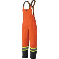5404 300D Trilobal Ripstop Waterproof Bib Pants, Polyester, Small, Black/High Visibility Orange Action Paper