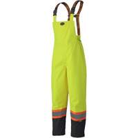5405 300D Trilobal Ripstop Waterproof Bib Pants, Polyester, X-Small, High Visibility Lime-Yellow Action Paper
