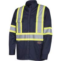 4414 Button-Down Work Shirt, Poly-Cotton, Small, Navy Blue Action Paper