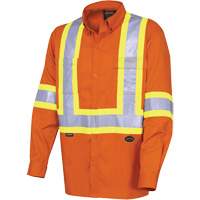 4441 Ultra-Cool Long-Sleeved Safety Shirt, Cotton, Small, High Visibility Orange Action Paper
