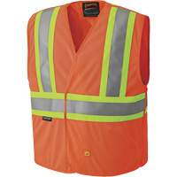 6914A Flame Resistant Safety Vest, High Visibility Orange, Medium/Small, Polyester Action Paper