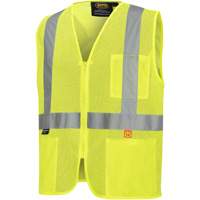 6944 FR Safety Vest, High Visibility Lime-Yellow, Small, Polyester Action Paper