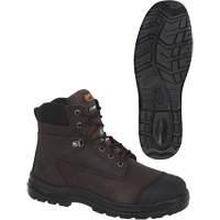 1026 Brown 6" Work Boots, Leather, Steel Toe, Size 10 Action Paper