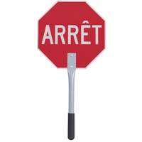 Panneau darr&ecirc;t/ralentissement de circulation – français, 12" x 12", Coroplastique, Français Action Paper