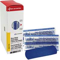 Fabric Blue Detectable Bandages, Rectangular/Square, 1", Fabric Metal Detectable, Sterile Action Paper