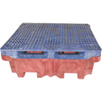 4-Drum Ultra-Spill King&reg; Flat Deck Spill Pallet, 85 US gal. Spill Capacity, 51" x 51" x 17.5" Action Paper