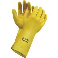 Dura-Fit Reusable Gloves, Size Small/7, 12" L, Latex, Flock-Lined Inner Lining, 20-mil Action Paper