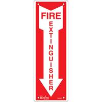 "Fire Extinguisher" Sign, 12" x 4", Aluminum, English with Pictogram Action Paper