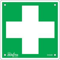 First Aid Sign, 6" x 6", Aluminum, Pictogram Action Paper