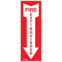 "Fire Extinguisher" Sign, 5" x 14", Vinyl, English with Pictogram Action Paper