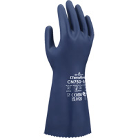 CN750 Chemical-Resistant Gloves, Size Small/7, 13" L, Nitrile, 18-mil Action Paper