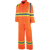 Sealed Rain Suit, Nylon/PVC, X-Small, High Visibility Orange Action Paper